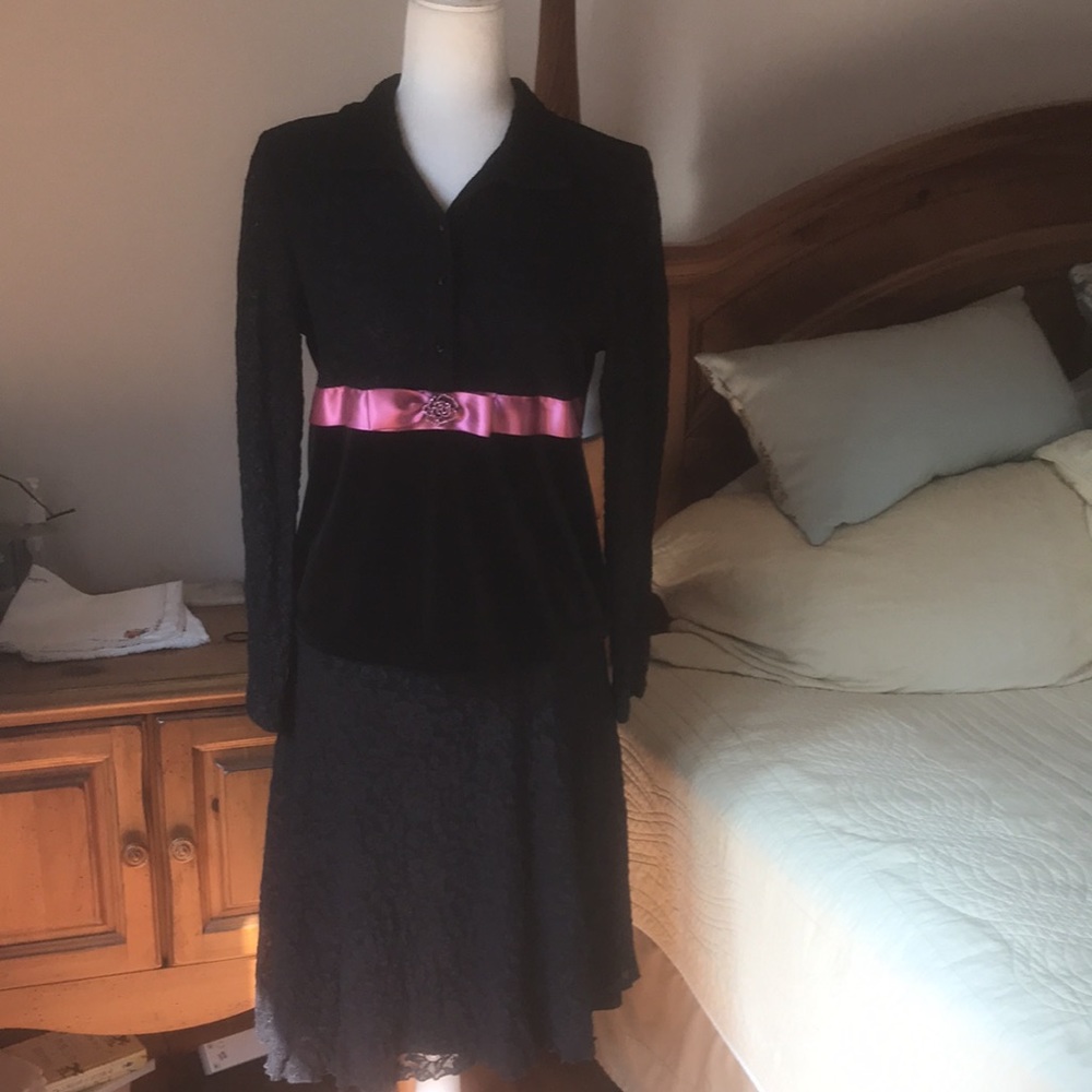 Vintage FL Malik Velvet and Lace  Skirt Set Top L Skirt M